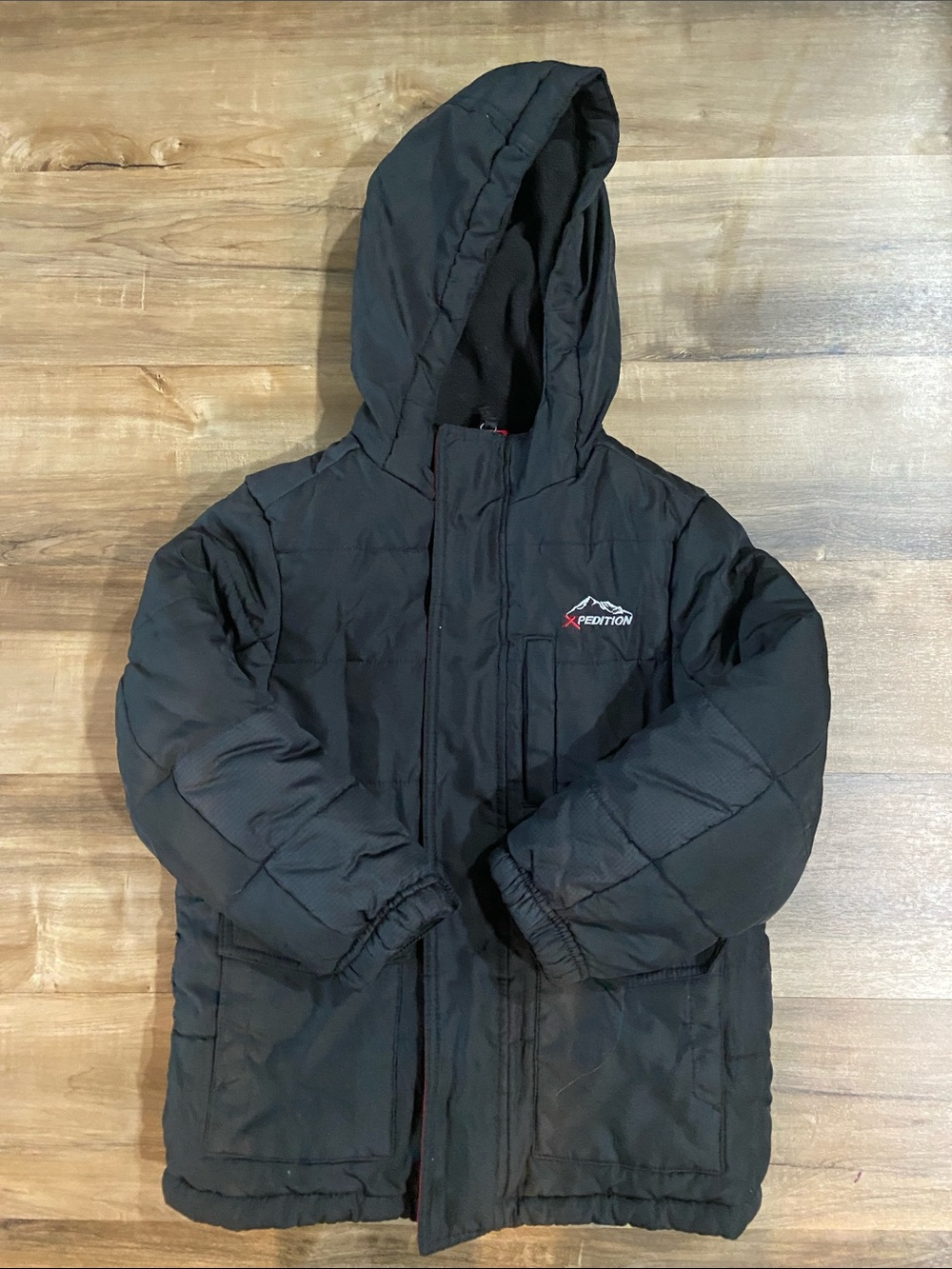 Kids Black Hooded Puffer Jacket